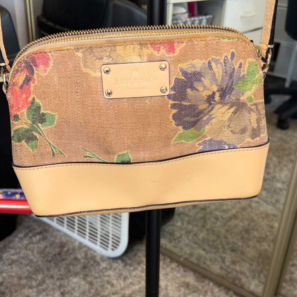 Kate Spade Floral Canvas Crossbody Bag - Tan and Multicolor